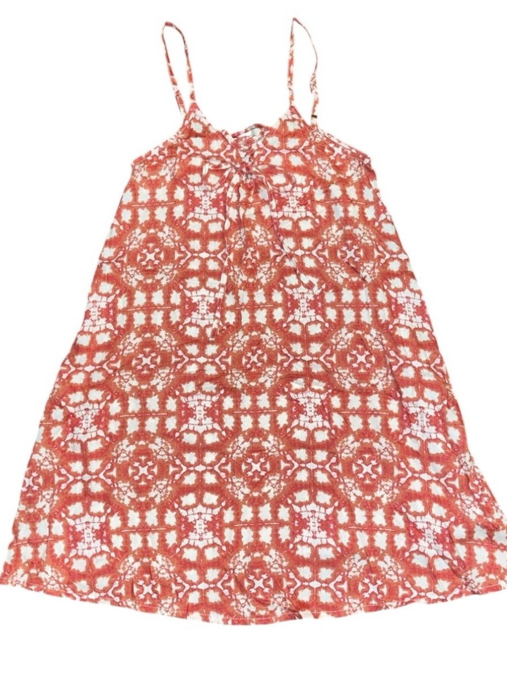 Roxy White Orange Lace Up Adjustable Sun Dress Short NWOT XS Beach Surf Loose